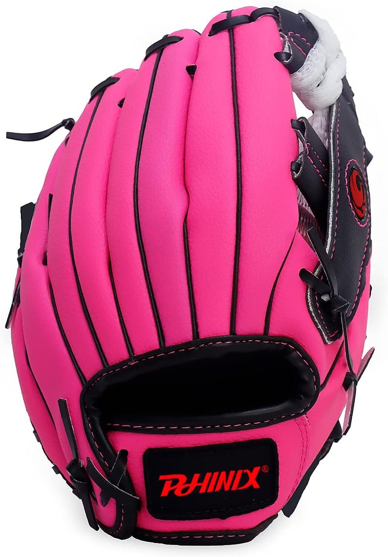 PHINIX 10" Baseball Glove Tee Ball Mitts and Soft Rubber Ball for Kids Beginner Play Training Right Hand Throw Pink - Image 4